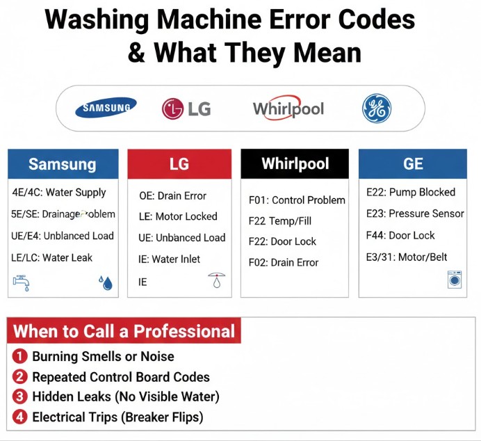washing machine error codes just call appliance repair