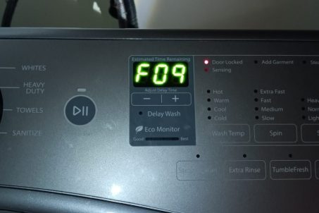 whirlpool washer with f09 washing machine error codes