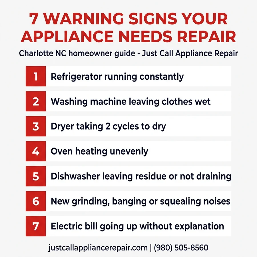 7 warning signs your appliance needs repair infographic Charlotte NC